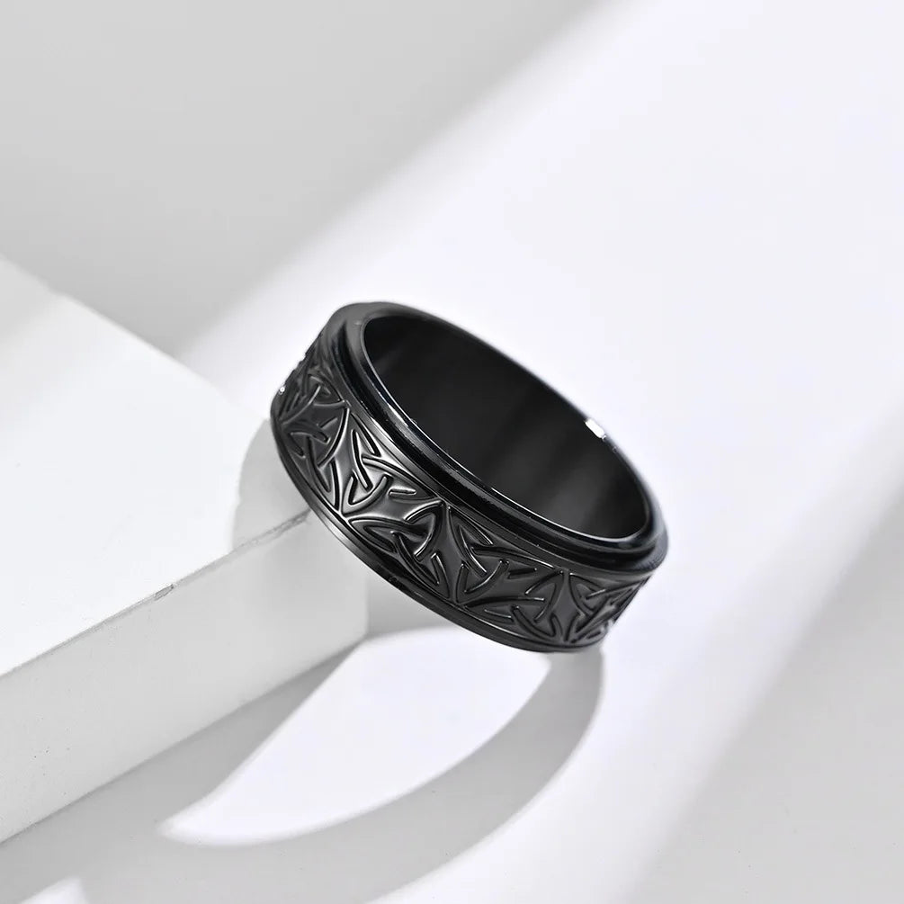 Viking Celtic Knot Rune Fidget Ring | Rotating Stainless Steel