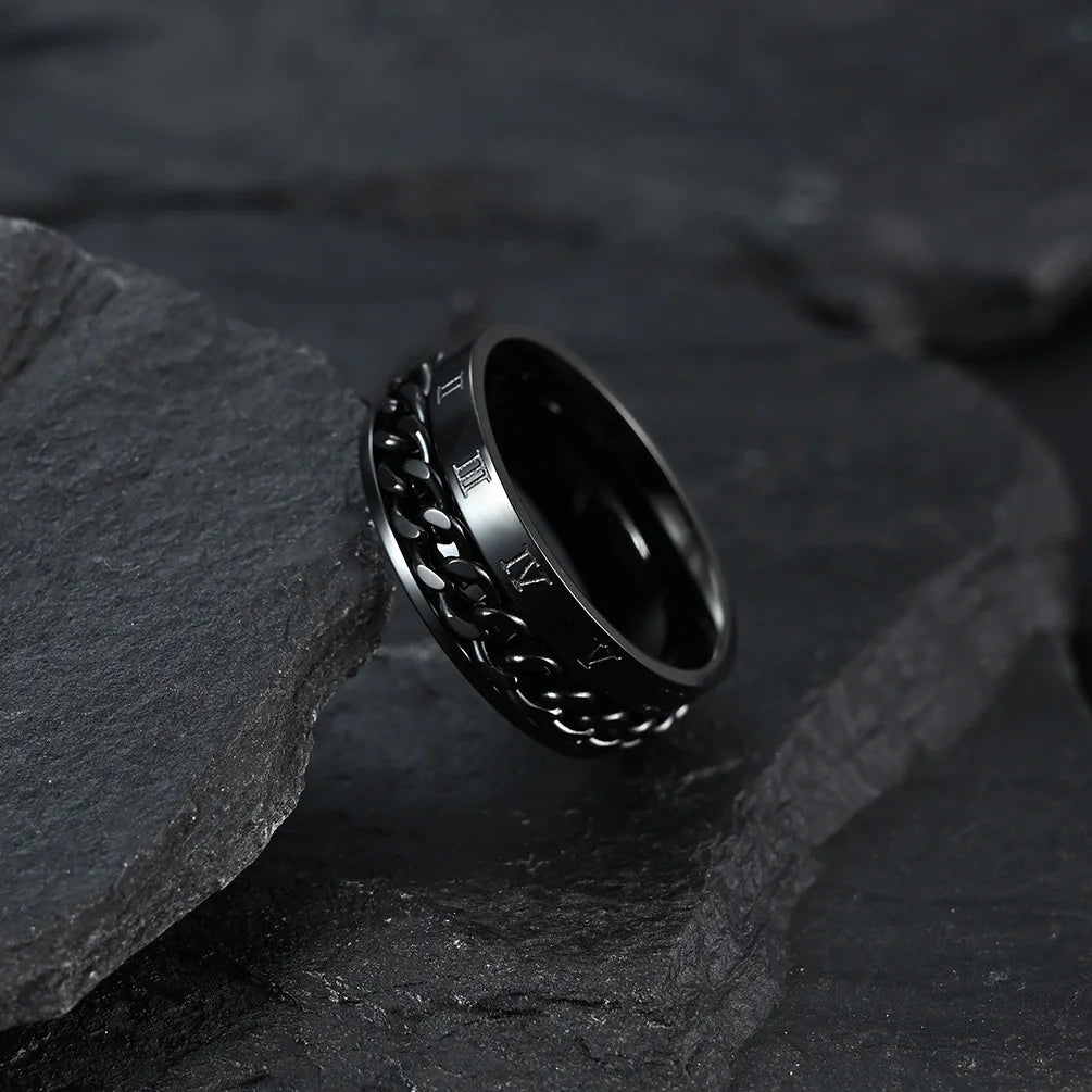 Roman Numerals Fidget Ring | Stainless Steel