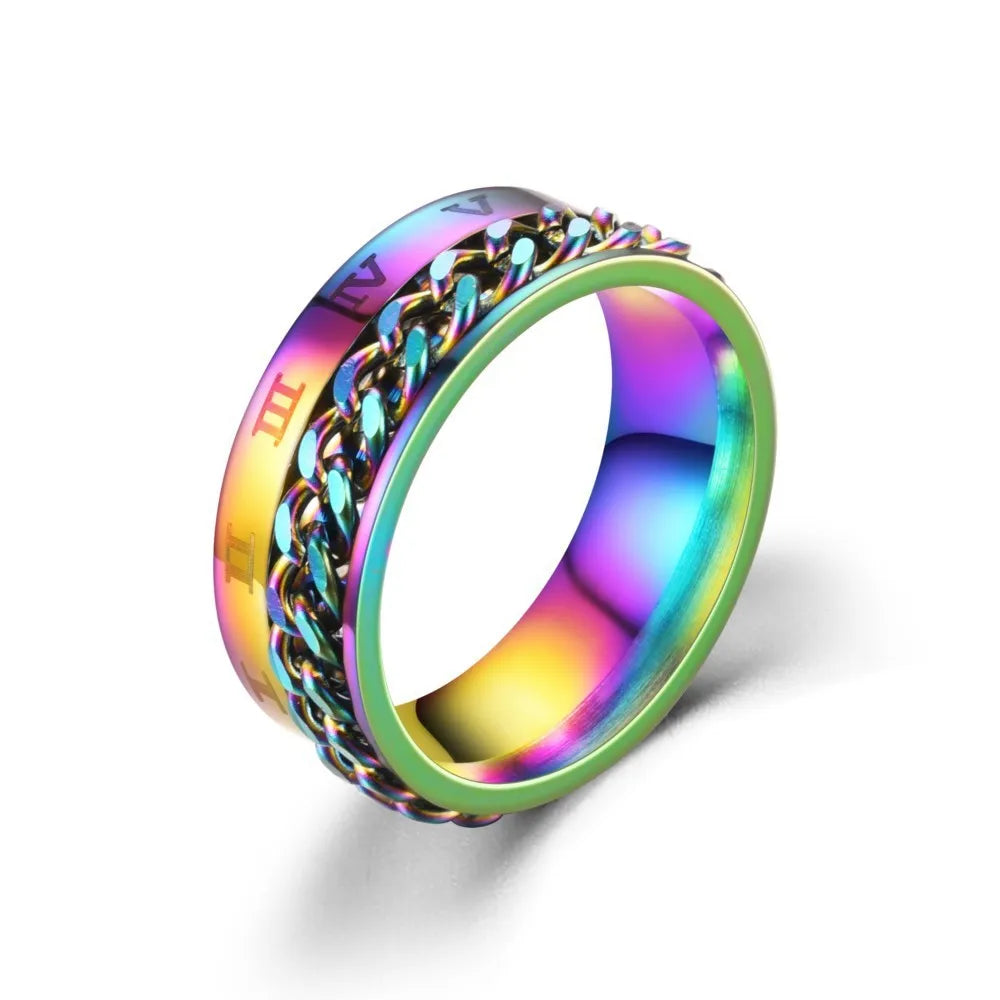 Roman Numerals Fidget Ring | Stainless Steel