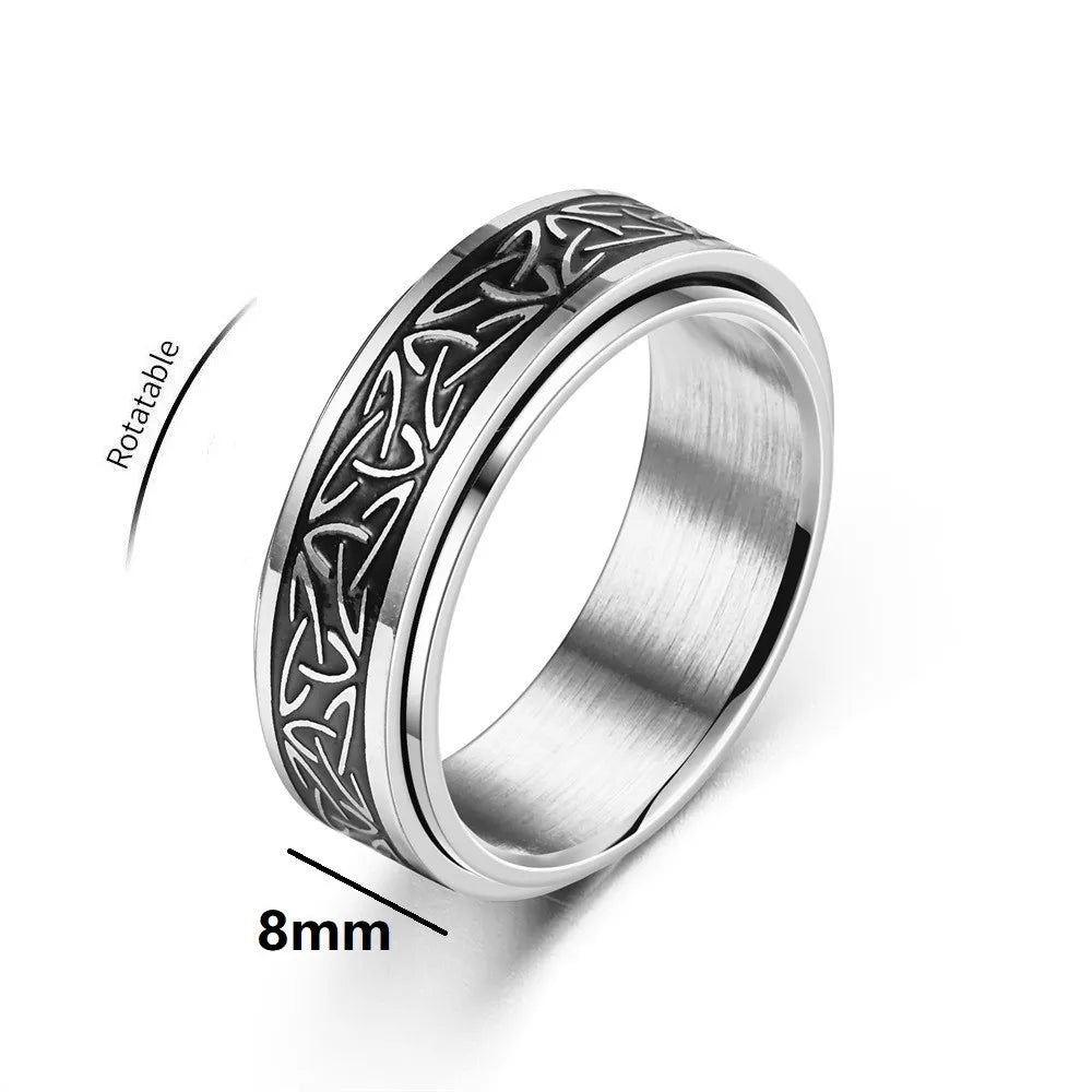 Viking Celtic Knot Rune Fidget Ring | Rotating Stainless Steel