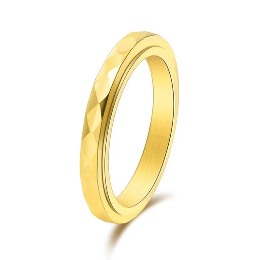 Thin Faceted Spinner | Stainless Steel Fidget Ring