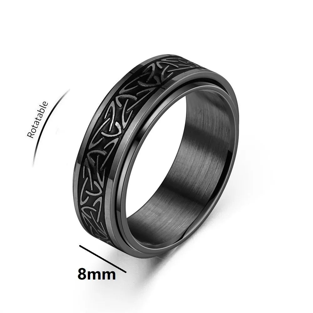 Viking Celtic Knot Rune Fidget Ring | Rotating Stainless Steel