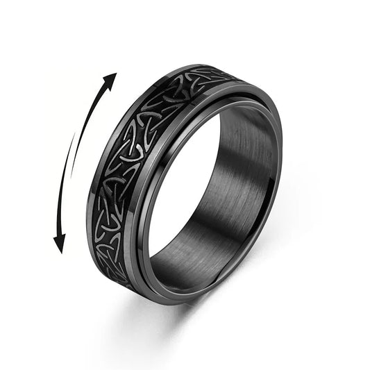 Viking Celtic Knot Rune Fidget Ring | Rotating Stainless Steel