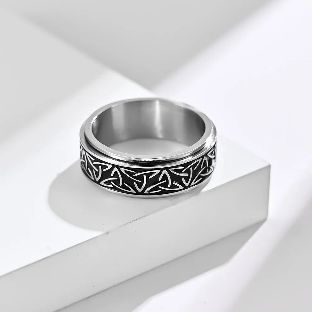 Viking Celtic Knot Rune Fidget Ring | Rotating Stainless Steel
