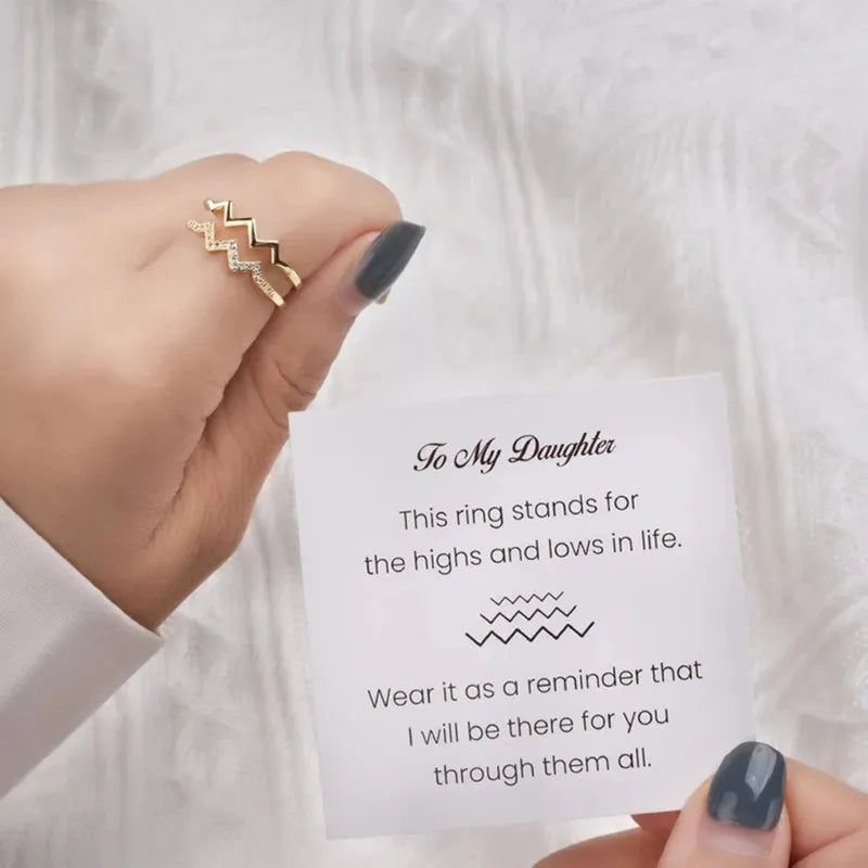To My Daughter - Double Wave Ring Set