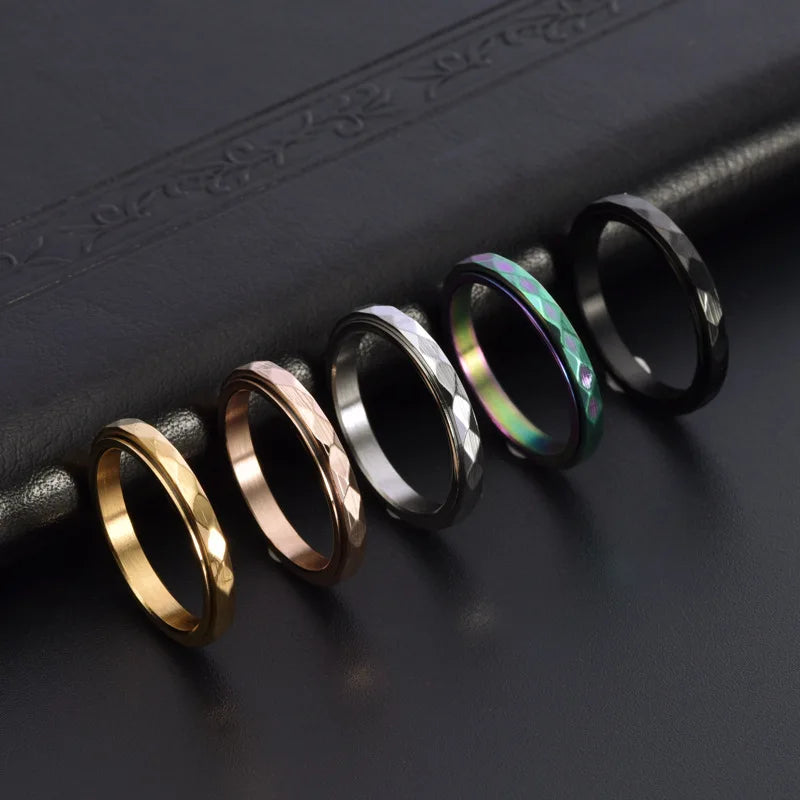 Thin Faceted Spinner | Stainless Steel Fidget Ring