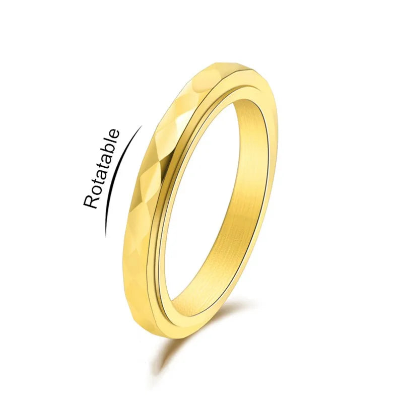 Thin Faceted Spinner | Stainless Steel Fidget Ring