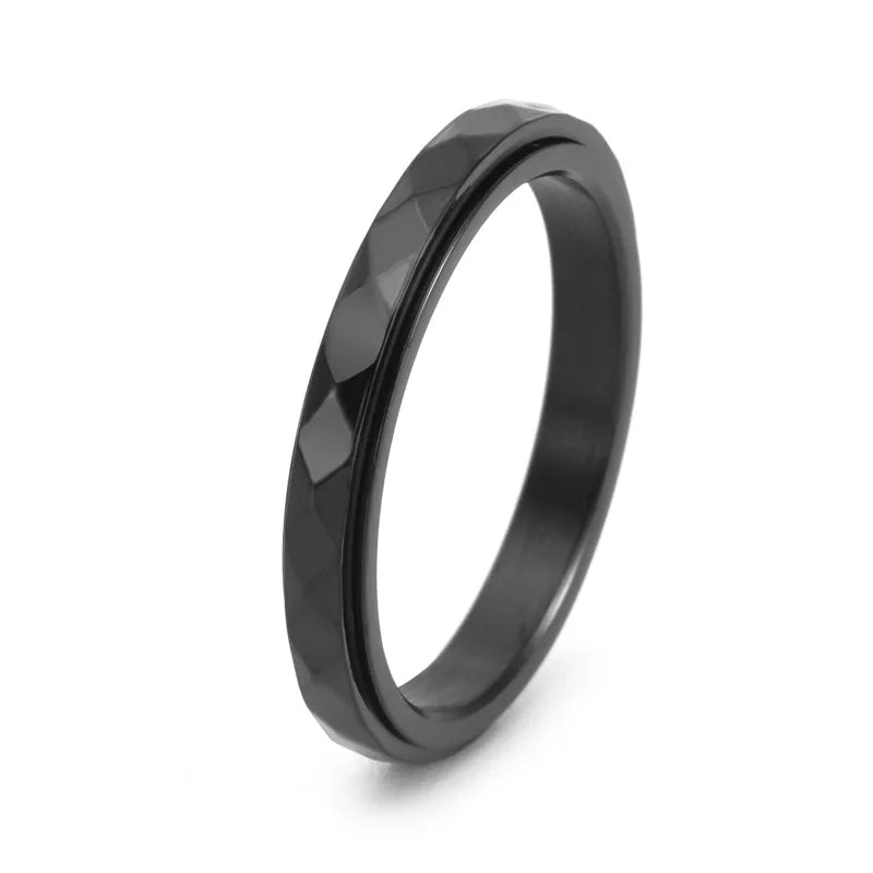 Thin Faceted Spinner | Stainless Steel Fidget Ring