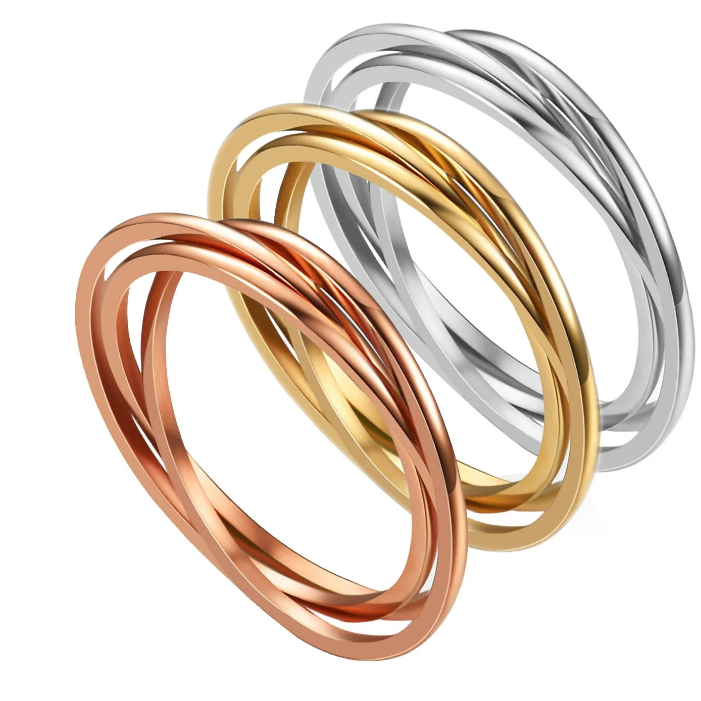 Braided Interlocked Three-in-One | Stainless Steel Fidget Ring