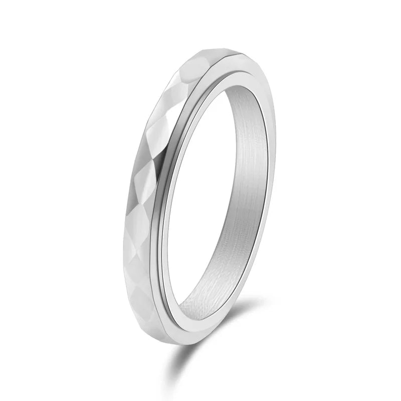 Thin Faceted Spinner | Stainless Steel Fidget Ring