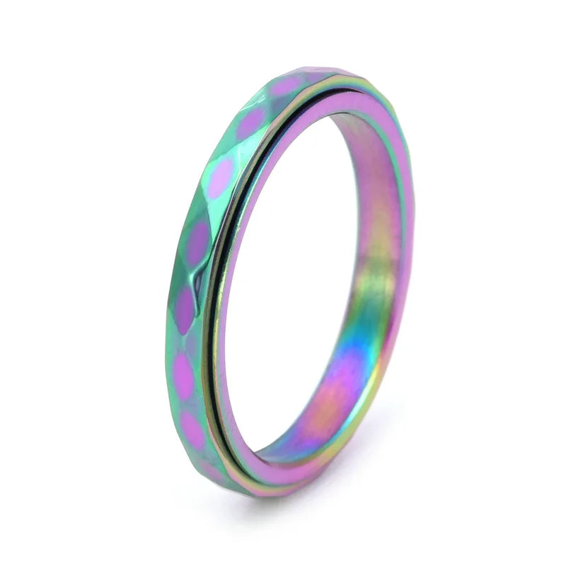 Thin Faceted Spinner | Stainless Steel Fidget Ring