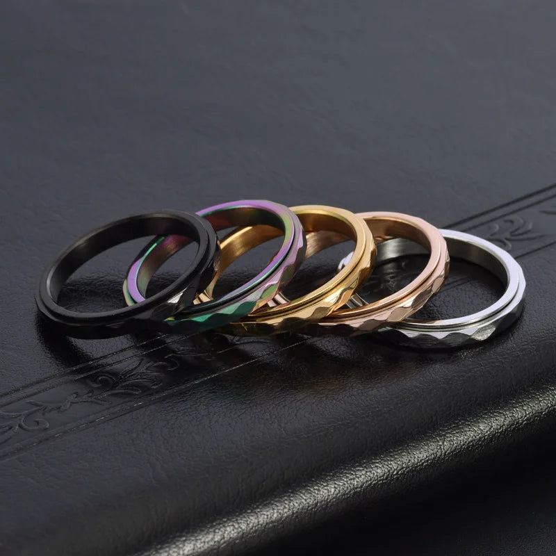 Thin Faceted Spinner | Stainless Steel Fidget Ring