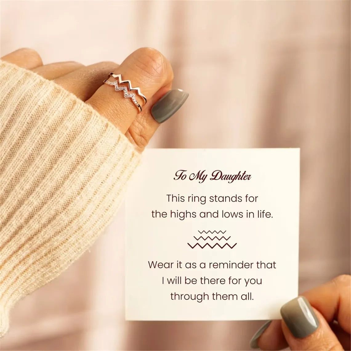 To My Daughter - Double Wave Ring Set
