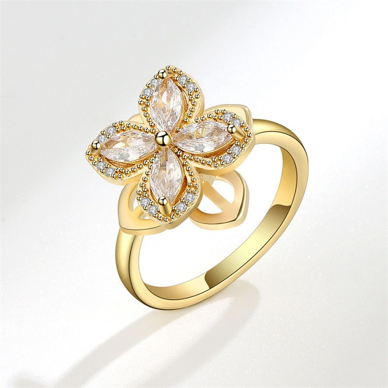 Sparkling Clover Anxiety Fidget Ring