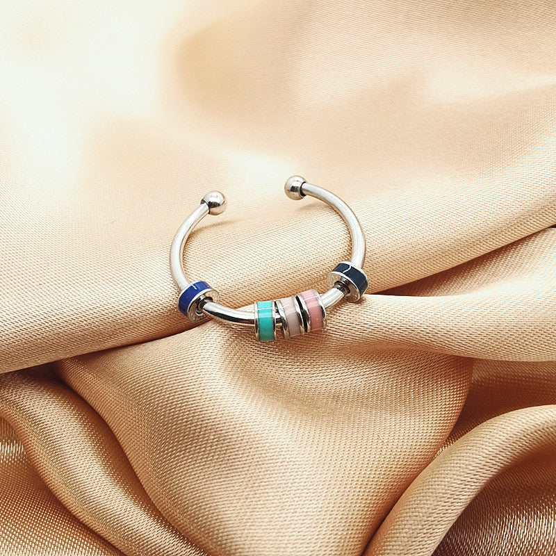Spinning Enamel Fidget Ring - Adjustable Anxiety Ring