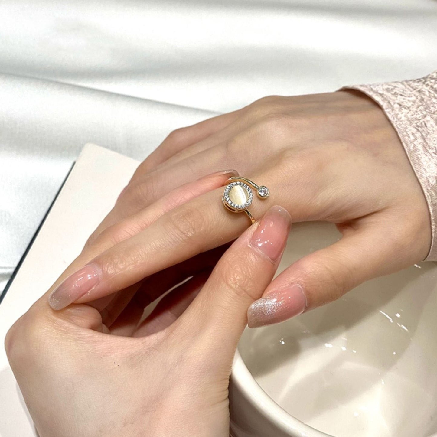 Spinning Opal Anxiety Ring