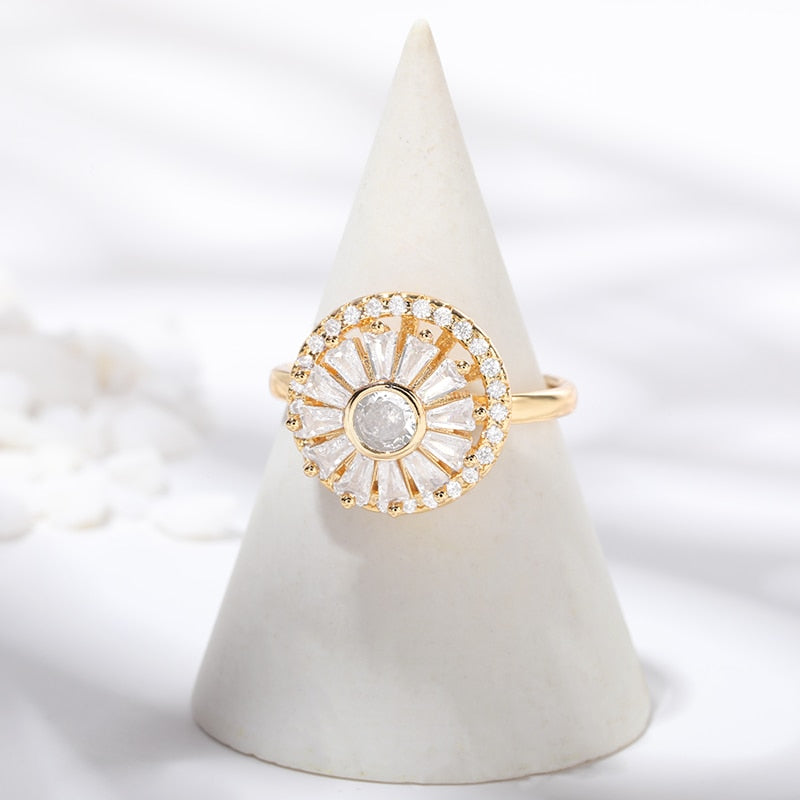 Sterling Silver Sunflower Fidget Ring