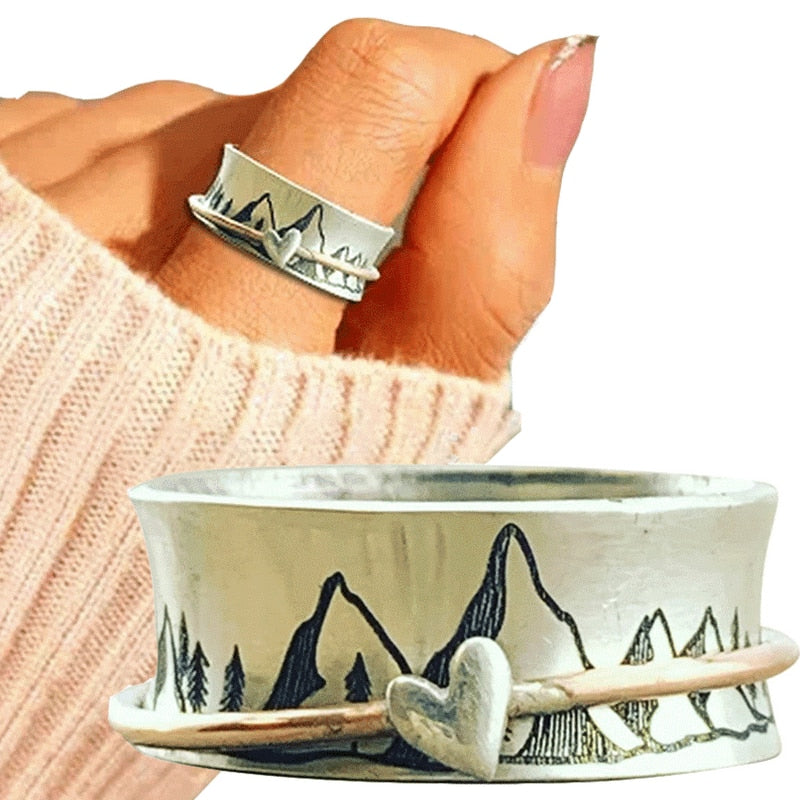 Vintage Mountain Peak Fidget Ring