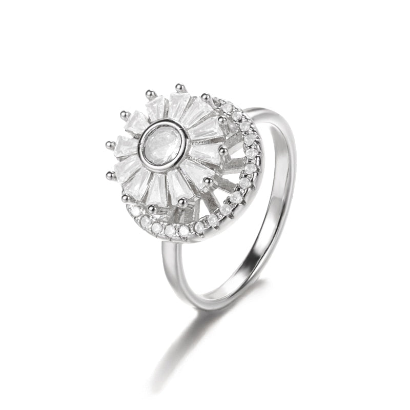 Sterling Silver Sunflower Fidget Ring