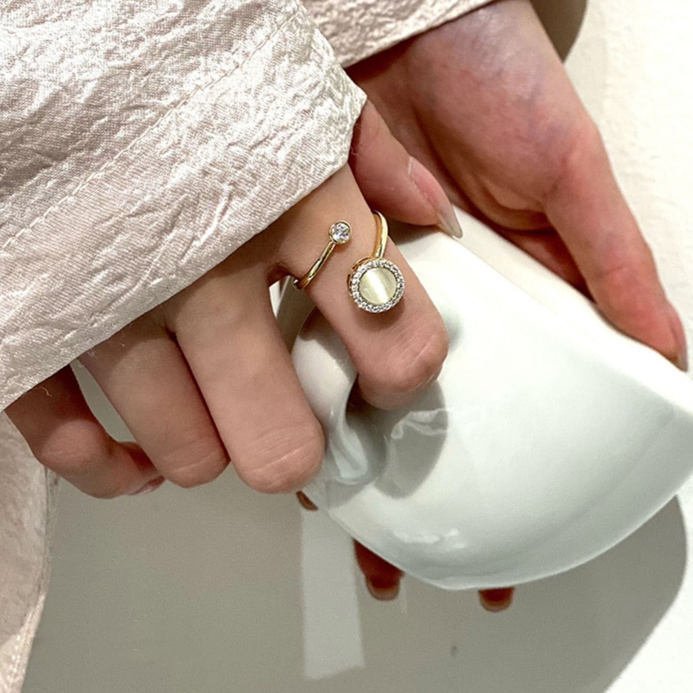 Spinning Opal Anxiety Ring