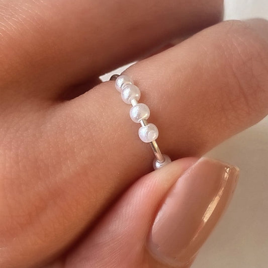 Pearl Bead Fidget Ring - Adjustable