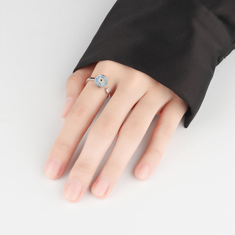 Ocean Eye Sterling Silver Fidget Ring - Adjustable