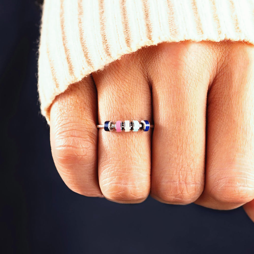 Spinning Enamel Fidget Ring - Adjustable Anxiety Ring