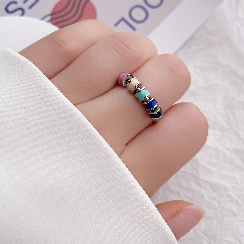 Spinning Enamel Fidget Ring - Adjustable Anxiety Ring