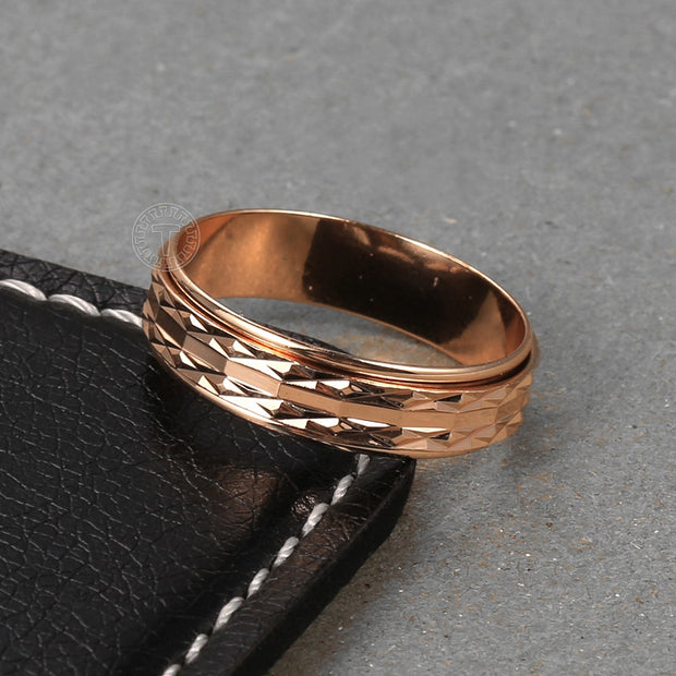 Carved Rose Gold Fidget Ring