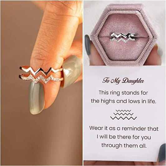 To My Daughter - Double Wave Ring Set