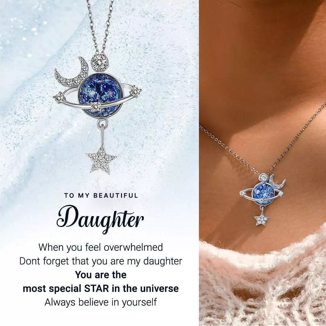 To My Daughter - Moon & Star Necklace