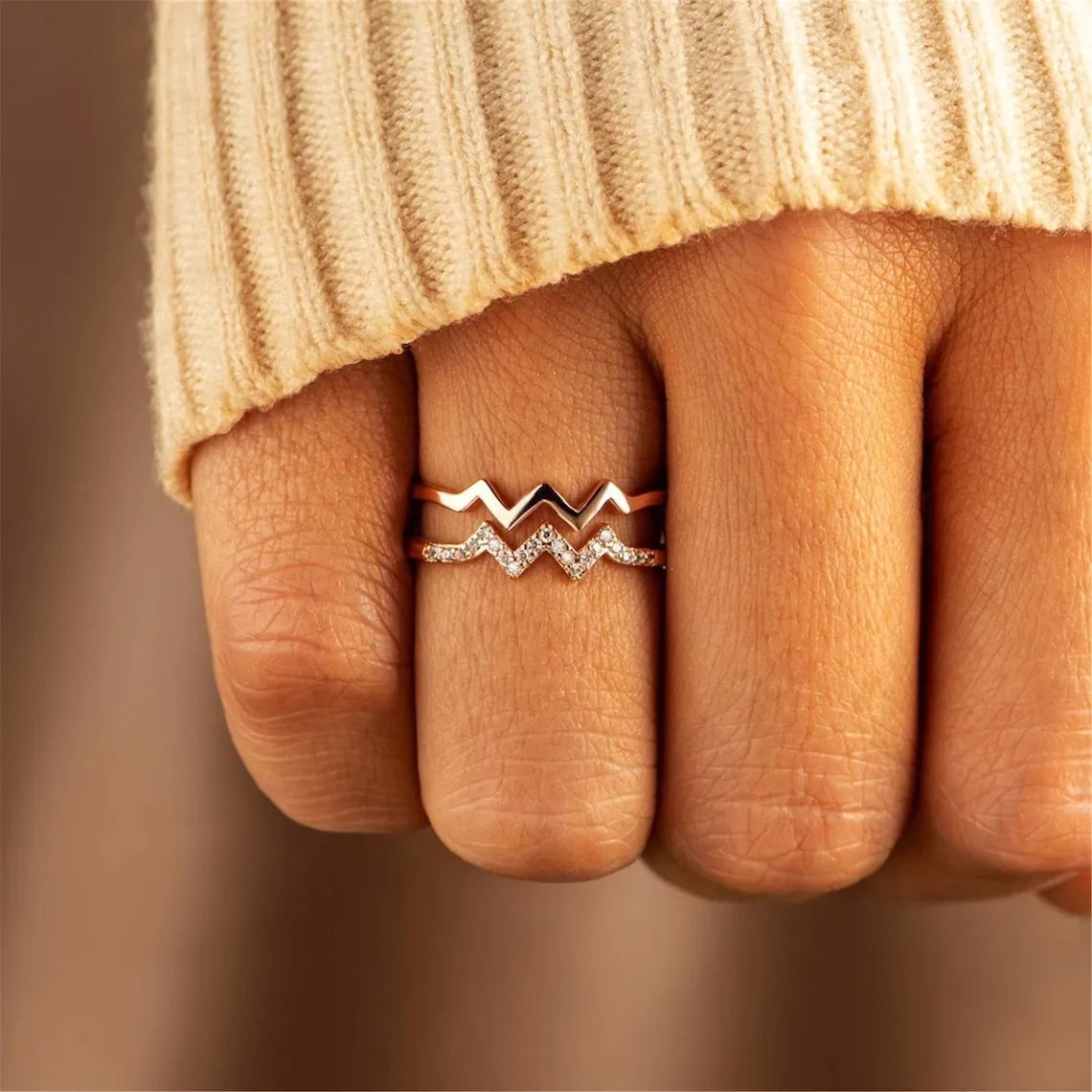 To My Daughter - Double Wave Ring Set