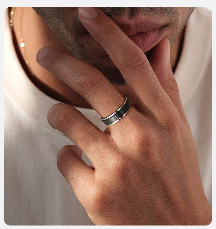 Iridescent Stainless Steel Anxiety Fidget Ring