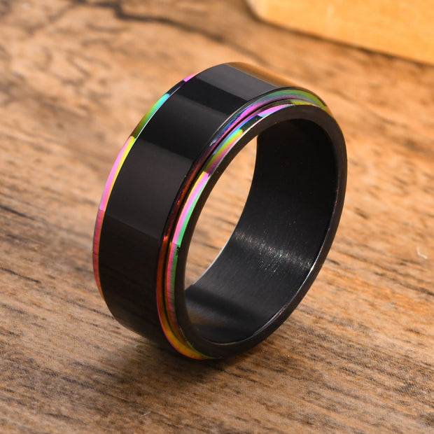 Iridescent Stainless Steel Anxiety Fidget Ring