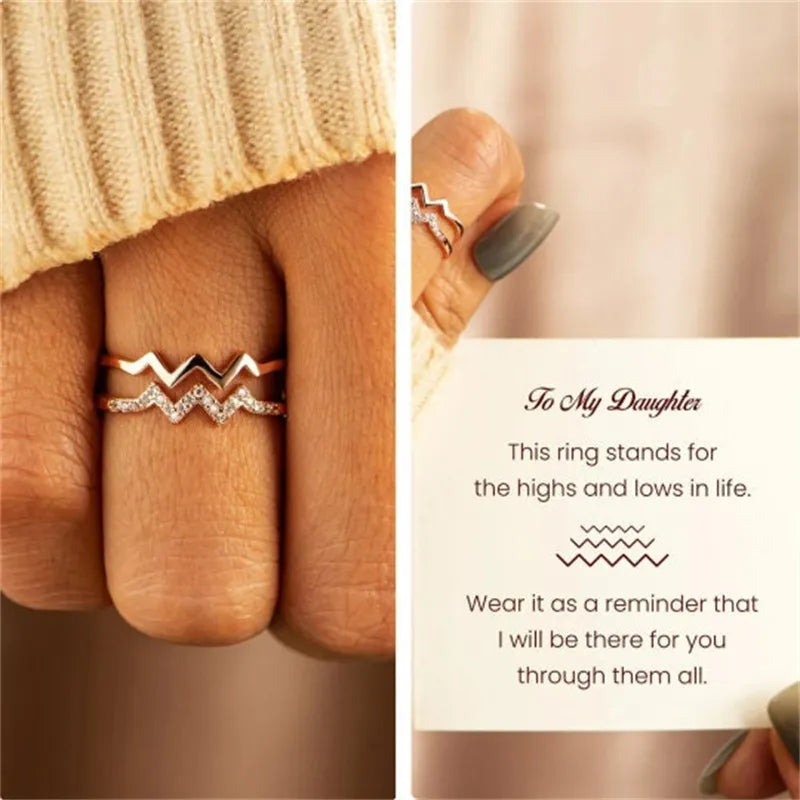 To My Daughter - Double Wave Ring Set