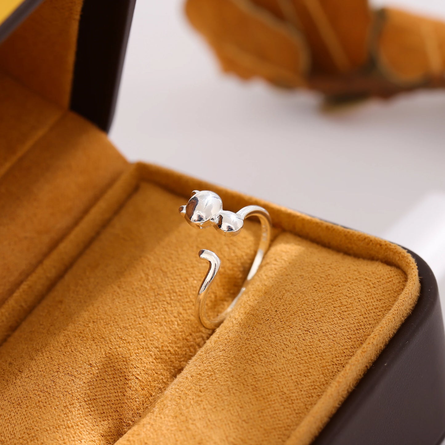 925 Sterling Silver Cute Cat Ring