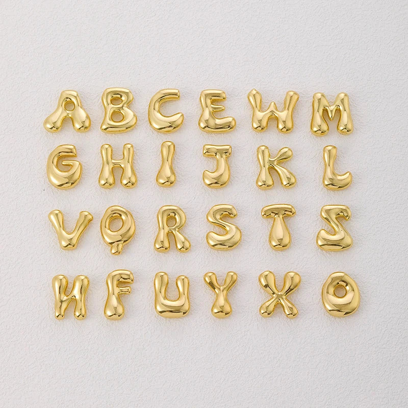 Gold Stainless Steel Initial Necklace | Chunky Bubble Letter Pendant