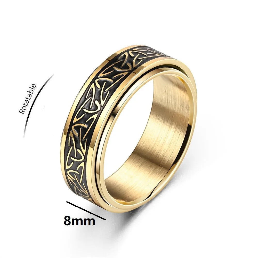 Viking Celtic Knot Rune Fidget Ring | Rotating Stainless Steel