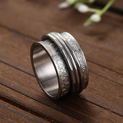 Stainless Steel Wide Band Anxiety Fidget Ring