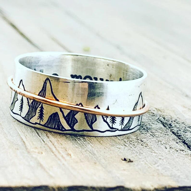 Vintage Mountain Peak Fidget Ring