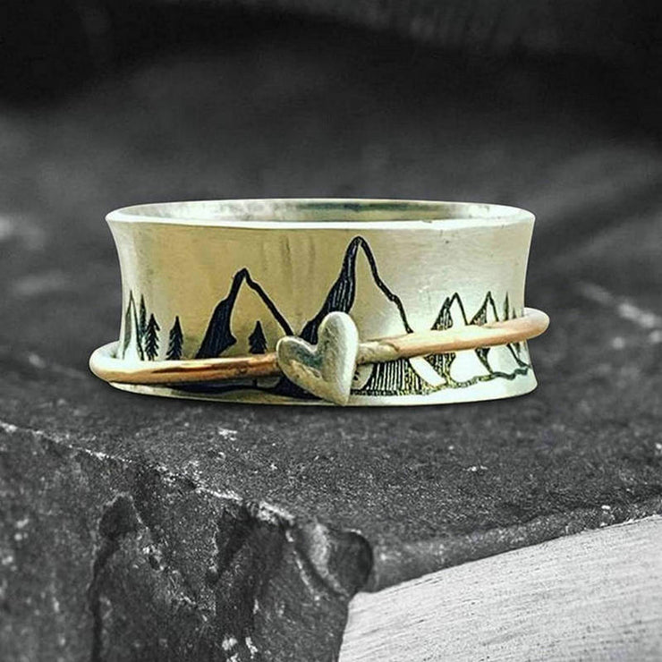 Vintage Mountain Peak Fidget Ring