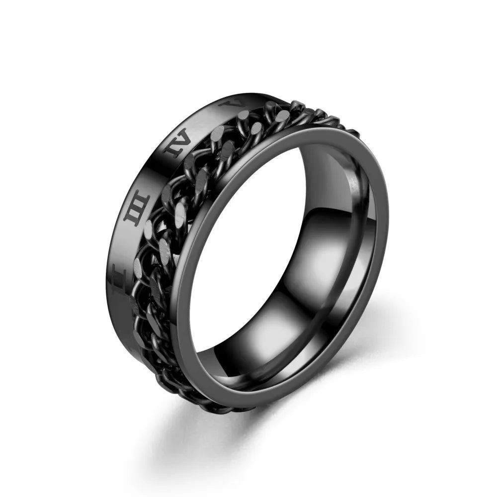 Roman Numerals Fidget Ring | Stainless Steel