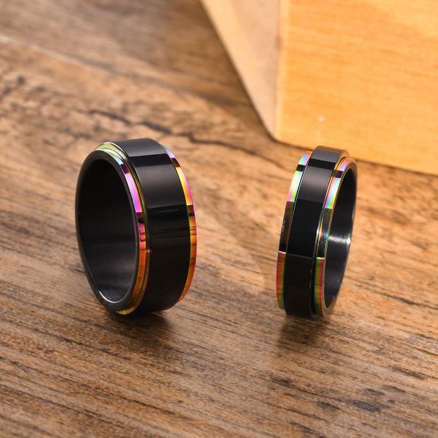 Iridescent Stainless Steel Anxiety Fidget Ring