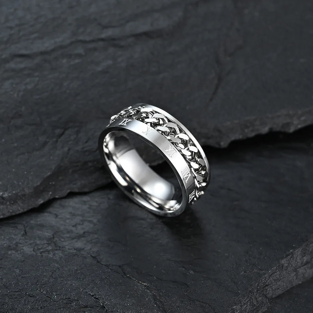 Roman Numerals Fidget Ring | Stainless Steel