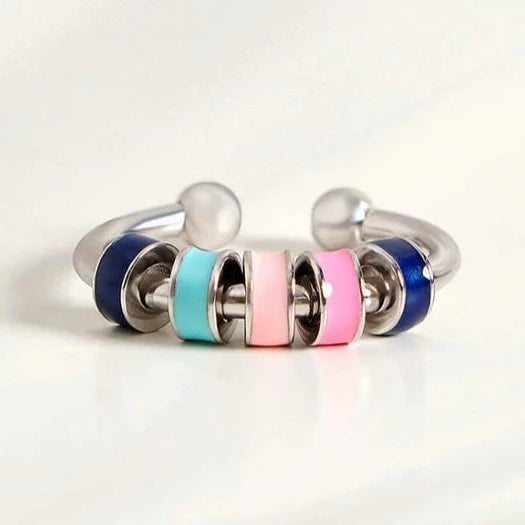 Spinning Enamel Fidget Ring - Adjustable Anxiety Ring