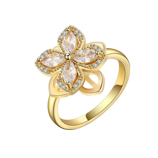 Sparkling Clover Anxiety Fidget Ring