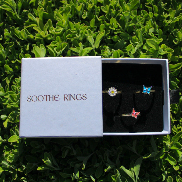 Blue Butterfly Anxiety Fidget Ring - Adjustable