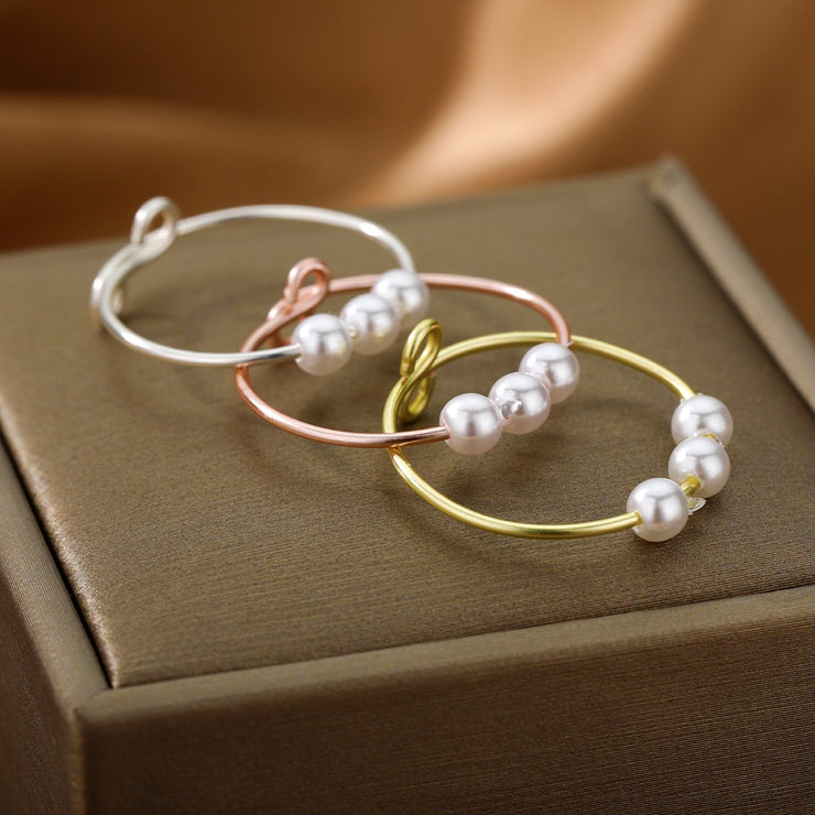 Pearl Bead Fidget Ring - Adjustable